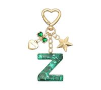 PATIKIL Cute Initial Letter Keychain, Letter Z Keychains Women Bling Love Butterfly Star Key Chain for Bag Backpack Purse Car Keys Cup Accessories, Green