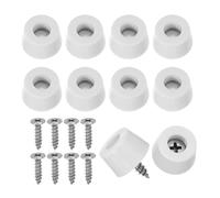 PATIKIL Cutting Board Feet, 10 Pcs Non Slip Rubber Feet Bumpers Round Cutting Board Legs Pad with Stainless Screws for Furniture Kitchen Appliances, White (0.67" W x 0.39" H)