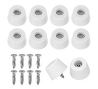 PATIKIL Cutting Board Feet, 10 Pcs Non Slip Rubber Feet Bumpers Round Cutting Board Legs Pad with Stainless Screws for Furniture Kitchen Appliances, White (0.98" W x 0.59" H)
