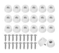 PATIKIL Cutting Board Feet, 20 Pcs Non Slip Rubber Feet Bumpers Round Cutting Board Legs Pad with Stainless Screws for Furniture Kitchen Appliances, White (0.87" W x 0.39" H)