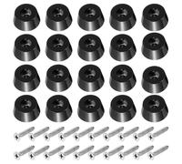PATIKIL Cutting Board Feet,20 Pieces Non Slip Rubber Feet Bumpers with 304 Stainless Steel Screws for Cutting Board Furniture Chairs Desks 0.87"Wx0.39"H, Black