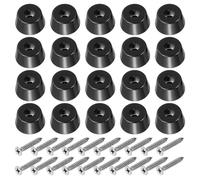 PATIKIL Cutting Board Feet,20 Pieces Non Slip Rubber Feet Bumpers with 304 Stainless Steel Screws for Cutting Board Furniture Chairs Desks 0.98"Wx0.51"H, Black