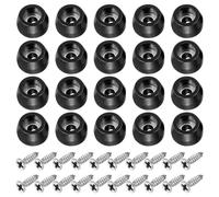 PATIKIL Cutting Board Feet,20 Pieces Non Slip Rubber Feet Bumpers with 304 Stainless Steel Screws for Cutting Board Furniture Chairs Desks 0.43"Wx0.24"H, Black