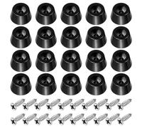 PATIKIL Cutting Board Feet,20 Pieces Non Slip Rubber Feet Bumpers with 304 Stainless Steel Screws for Cutting Board Furniture Chairs Desks 0.49"Wx0.28"H, Black