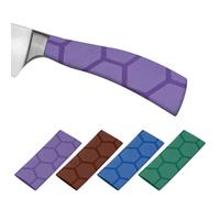 PATIKIL Cutting Knife Handle Heat Shrink Sleeve 1.2x4.9, 4 Pack Chef Cutter Non Slip Wrap for Kitchen Knife Management, Purple/Brown/Blue/Green Hive Pattern