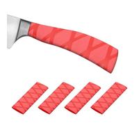 PATIKIL Cutting Knife Handle Heat Shrink Sleeve 1.2x4.9, 4 Pack Chef Cutter Non Slip Wrap for Kitchen Knife Management, Red x Pattern