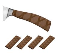 PATIKIL Cutting Knife Handle Heat Shrink Sleeve 1.2x4.9, 4 Pack Chef Cutter Non Slip Wrap for Kitchen Knife Management, Brown x Pattern