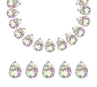 PATIKIL Czech Glass Teardrop Beads, 100 Pcs Top Drilled Clear Glass Seed Beads Crystal Puffed Raindrop Beads, Blue Purple, 10x8mm