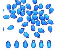 PATIKIL Czech Glass Teardrop Beads, 50 Pcs Top Drilled Clear Glass Seed Beads Crystal Puffed Raindrop Beads, Light Blue, 6x9mm