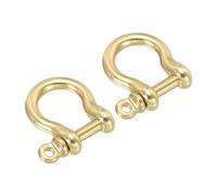 PATIKIL D-Ring Shackle, 2 Pack 10mm Inner Width Brass Pin Shackle U Type Fob Key Hook Small Bow Shackles for DIY Craft Leather Replacement