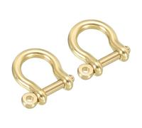 PATIKIL D-Ring Shackle, 2 Pack 9mm Inner Width Brass Pin Shackle U Type Fob Key Hook Small Bow Shackles for DIY Craft Leather Replacement