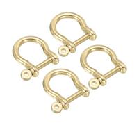 PATIKIL D-Ring Shackle, 4 Pack 15mm Inner Width Pure Brass U Type Fob Key Hook Small Bow Shackles for DIY Craft Leather Replacement