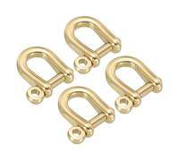 PATIKIL D-Ring Shackle, 4 Pack 6mm Inner Width Pure Brass Pin Shackle U Type Fob Key Hook Small Bow Shackles for DIY Craft Leather Replacement