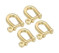 PATIKIL D-Ring Shackle, 4 Pack 6mm Inner Width Pure Brass U Type Fob Key Hook Small Bow Shackles for DIY Craft Leather Replacement