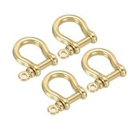 PATIKIL D-Ring Shackle, 4 Pack 8mm Inner Width Pure Brass Pin Shackle U Type Fob Key Hook Small Bow Shackles for DIY Craft Leather Replacement