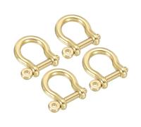 PATIKIL D-Ring Shackle, 4 Pack 9mm Inner Width Pure Brass Pin Shackle U Type Fob Key Hook Small Bow Shackles for DIY Craft Leather Replacement