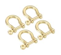 PATIKIL D-Ring Shackle, 4 Pack 9mm Inner Width Pure Brass U Type Fob Key Hook Small Bow Shackles for DIY Craft Leather Replacement
