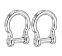 PATIKIL D Ring Shackles, (1/2" 12mm, 2 Pcs), 304 Stainless Steel Bow Hex Screw Pin Shackle Heavy Duty Mini Bow Clevis, Suit For-Outdoor/Chain/Boat/Sailboat/Rigging/Marine/Camping