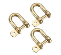 PATIKIL D-Ring Shackles, 3Pcs 1/4 Inch Inner Width Pure Brass U Type Fob Key Hook Small Bow Shackles for DIY Craft Leather Replacement