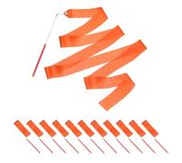PATIKIL Dance Ribbons, 14 Pack 78.7 Inch Gymnastics Dance Streamers with Non-Slip Wand Dance Flags for Gifts, Dancing, Talent Shows, Baton Twirling, Orange Red