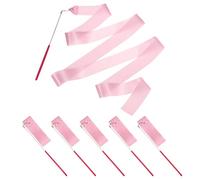 PATIKIL Dance Ribbons, 6 Pack 78.7 Inch Gymnastics Dance Streamers with Non-Slip Wand Dance Flags for Gifts, Dancing, Talent Shows, Baton Twirling, Light Pink