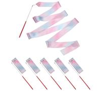 PATIKIL Dance Ribbons, 6 Pack 78.7 Inch Gymnastics Dance Streamers with Non-Slip Wand Dance Flags for Gifts, Dancing, Talent Shows, Baton Twirling, Bling Pink