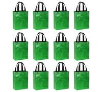 PATIKIL Dark Green Gift Bags with Laser Coating, 12pcs Reusable Goodie Bags with Handle for Wedding Birthday Party Shopping Cosmetic, 8" x 4" x 10"