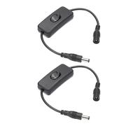 PATIKIL DC Inline On/Off Switch, 2pcs DC Jack Male to Female Adapter Wire Power Extension Cable Connector for LED Strip CCTV Security Camera, Black
