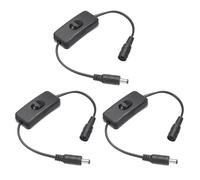 PATIKIL DC Inline On/Off Switch, 3pcs DC Jack Male to Female Adapter Wire Power Extension Cable Connector for LED Strip CCTV Security Camera, Black