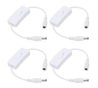 PATIKIL DC Inline On/Off Switch, 4pcs DC Jack Male to Female Adapter Wire Power Extension Cable Connector for LED Strip CCTV Security Camera, White