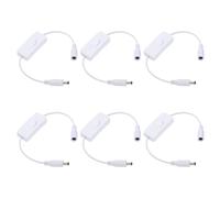 PATIKIL DC Inline On/Off Switch, 6pcs DC Jack Male to Female Adapter Wire Power Extension Cable Connector for LED Strip CCTV Security Camera, White