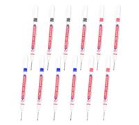 PATIKIL Deep Hole Marker Pens, 12Pcs Ink Waterproof Deep Reach Markers 22mm/0.87 Inch Long Nose Marker Scriber Pen for Woodworking Builders, Black, Red, Blue