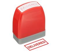 PATIKIL Delivered Notice Stamp Self Inking, Red Ink Office Pre Inked Message Stamp for Business, Red