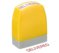 PATIKIL Delivered Notice Stamp Self Inking, Red Ink Office Stamps Pre Inked Message Stamp Refillable Business Stamp, Yellow