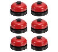 PATIKIL Desk Call Bell 2.5" Diameter, 6 Pcs Dinner Desk Front Bell for Service with Metal Anti-Rust Construction for Hotel Restaurant Reception Areas Office Warehouse, Black/Red