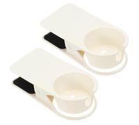 PATIKIL Desk Cup Holder Clip, 2 Pcs Clamp on Table Cup Holder Bottle Clip Couch Cup Holder with Side Open for Boat Swing Chairs Drink Soda Coffee Mug, White