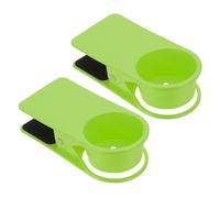 PATIKIL Desk Cup Holder Clip, 2 Pcs Clamp on Table Cup Holder Bottle Couch Cup Holder for Boat Swing Patio Chairs Drink Beverage Soda, Green