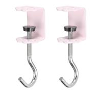 PATIKIL Desk Hook, 2Pcs Desk Mount Bag Holder Hook Cat Claws J Hooks for Hanging Bag Backpack Under Desk Clamp Purse Adjustable Headphone Table Closet Door Under Counter, Pink