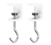 PATIKIL Desk Hook, 2Pcs Desk Mount Bag Holder Hook Cat Claws J Hooks for Hanging Bag Backpack Under Desk Clamp Purse Adjustable Headphone Table Closet Door Under Counter, White