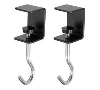 PATIKIL Desk Hook, 2Pcs Desk Mount Bag Holder Hook Square J Hooks for Hanging Bag Backpack Under Desk Clamp Purse Adjustable Headphone Table Closet Door Under Counter, Black