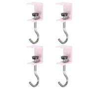 PATIKIL Desk Hook, 4Pcs Desk Mount Bag Holder Hook Rabbit J Hooks for Hanging Bag Backpack Under Desk Clamp Purse Adjustable Headphone Table Closet Door Under Counter, Pink