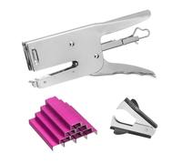 PATIKIL Desktop Stapler Heavy Duty, 1 Set Handheld Plier Stapler No Jam with Staples Remover and 1000 Rose Pink 26/6 Staples Set for Office Supplies Workplace Paperwork Cardboard