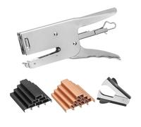 PATIKIL Desktop Stapler Heavy Duty, 1 Set Handheld Plier Stapler No Jam with Staples Remover and 2000 Black & Rose Gold 26/6 Staples Set for Office Supplies Workplace Paperwork Cardboard