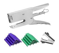 PATIKIL Desktop Stapler Heavy Duty, 1 Set Handheld Plier Stapler No Jam with Staples Remover and 2000 Purple & Green 26/6 Staples Set for Office Supplies Workplace Paperwork Cardboard