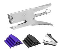 PATIKIL Desktop Stapler Heavy Duty, 1 Set Handheld Plier Stapler No Jam with Staples Remover and 2000 Purple & Black 26/6 Staples Set for Office Supplies Workplace Paperwork Cardboard