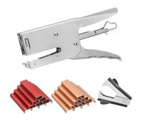PATIKIL Desktop Stapler Heavy Duty, 1 Set Handheld Plier Stapler No Jam with Staples Remover and 2000 Red & Rose Gold 26/6 Staples Set for Office Supplies Workplace Paperwork Cardboard