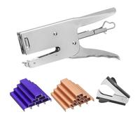 PATIKIL Desktop Stapler Heavy Duty, 1 Set Handheld Plier Stapler No Jam with Staples Remover and 2000 Purple & Rose Gold 26/6 Staples Set for Office Supplies Workplace Paperwork Cardboard