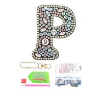 PATIKIL Diamond Art Keychains, 1 PCS Diamond Art Painting Letters Keychains Initial Alphabet Kit DIY Crystal Rhinestones Key Chain 5D for Gift Christmas, P
