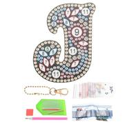 PATIKIL Diamond Art Keychains, 1 PCS Diamond Art Painting Letters Keychains Initial Alphabet Kit DIY Crystal Rhinestones Key Chain Double Sided 5D for Gift Christmas, J
