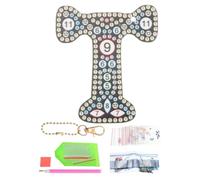 PATIKIL Diamond Art Keychains, 1 PCS Diamond Art Painting Letters Keychains Initial Alphabet Kit DIY Crystal Rhinestones Key Chain Double Sided 5D for Gift Christmas, T